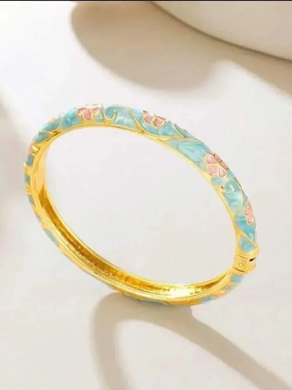 Floral Enamel Bangle Bracelet Q686